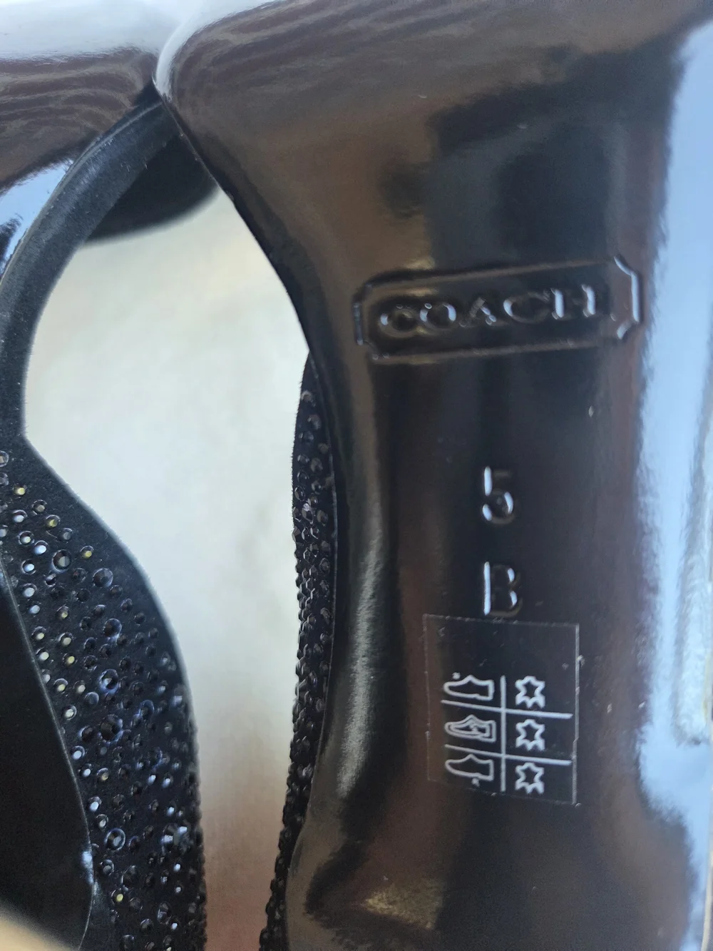 Coach Black Rhinestone Crystal D’Orsay Pointed Toe Stiletto Heels Size 5